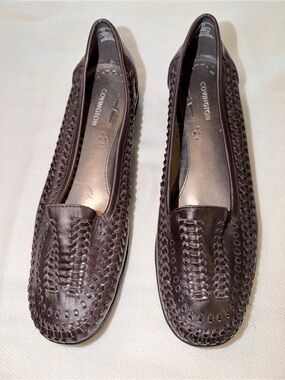 Covington Dark Brown Woven Leather-Style Slip-On Loafers